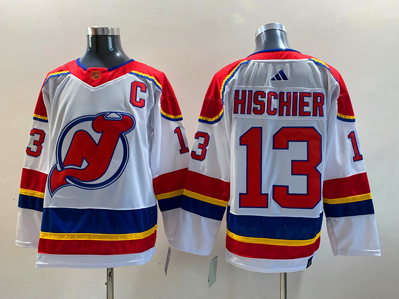 Men's New Jersey Devils Nico Hischier #13 White Jersey